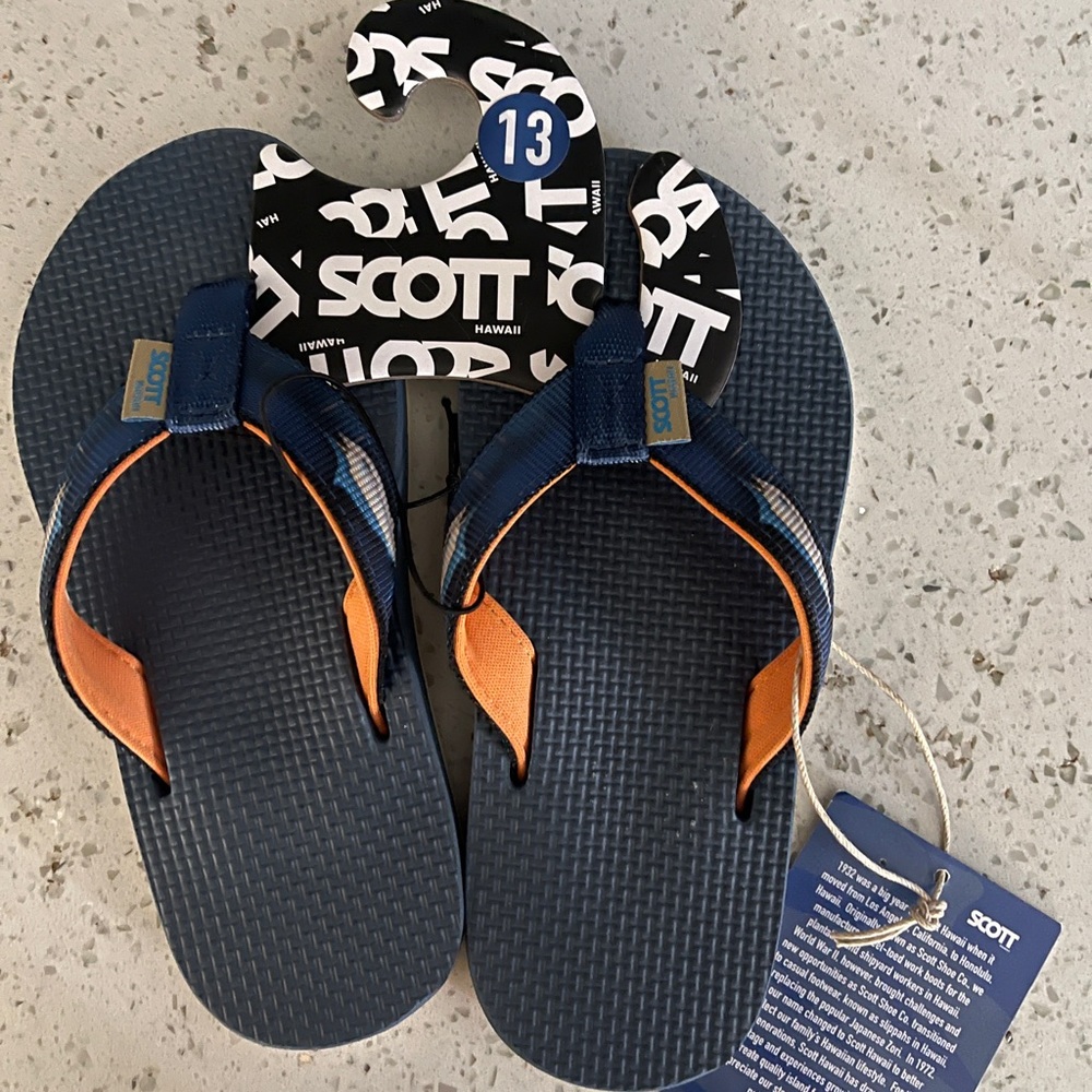 Scott Kids Navy and Orange Flip Flops